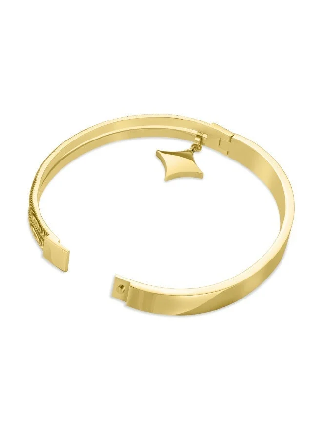 CERRUTI 1881 Matilde Gold Plated Double Layered Bangle with Malachite Stone Charm for Women