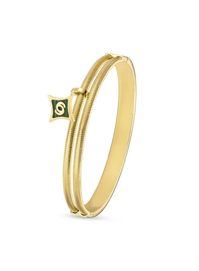 CERRUTI 1881 Matilde Gold Plated Double Layered Bangle with Malachite Stone Charm for Women