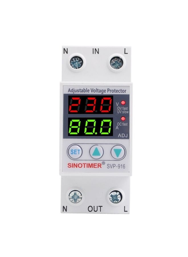 حامي الجهد الكهربائي القابل للتعديل SINOTIMER SVP-916، إعادة ضبط ذاتية، حماية من الجهد المفرط والجهد المنخفض، التيار: 80 أمبير - Image 1