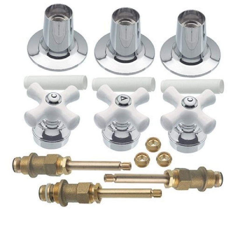 Danco 39696 CrossArm 3Handle TubShower Faucet Rebuild Remodeling Valve Trim Kit for Pfister Contempera Contessa WhiteChrome
