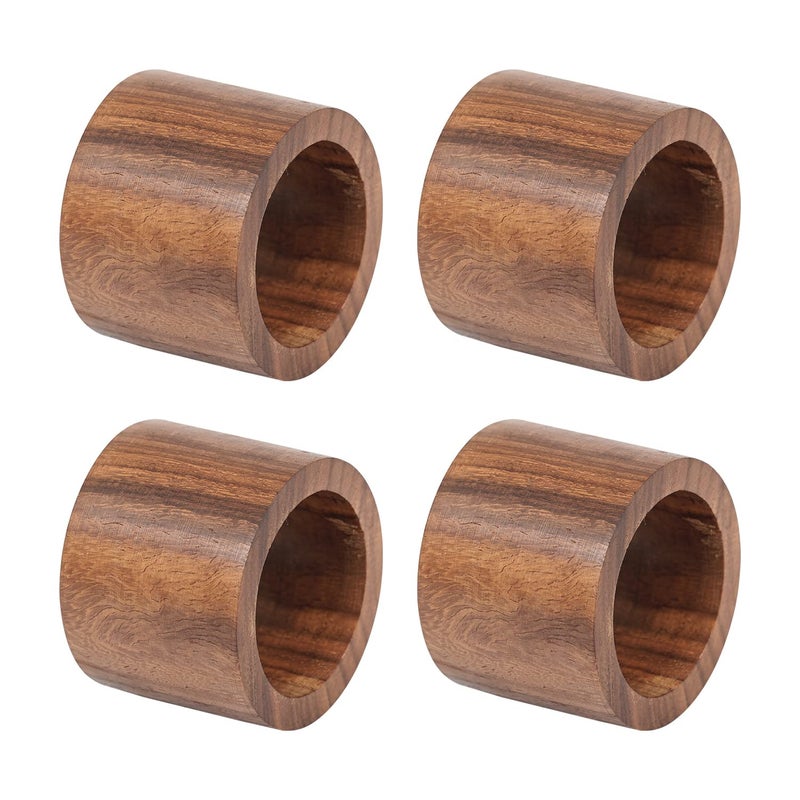 DII Basic Napkin Ring Collection Decorative Rustic Farmhouse Style Small Set Wood Band 4 Piece