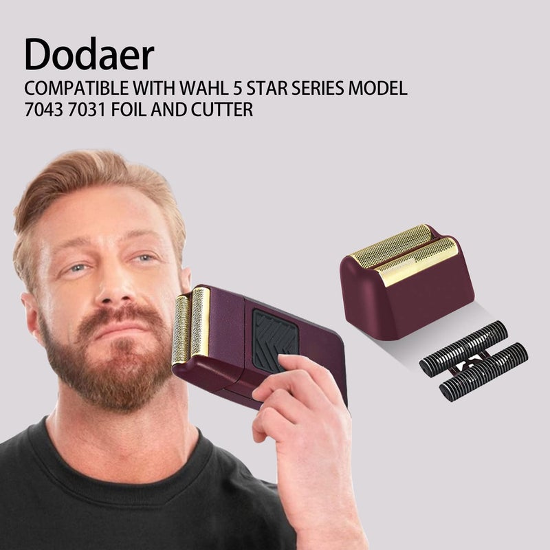 DODAER 2 Pack Professional 5 Star Series Finale Shaver Replacement Foil and Cutter Bar Assembly Compatible with wahl Shaver Foil 7031-100, 7043-100 Super Close Shaving Replacement Heads (red) - Image 3