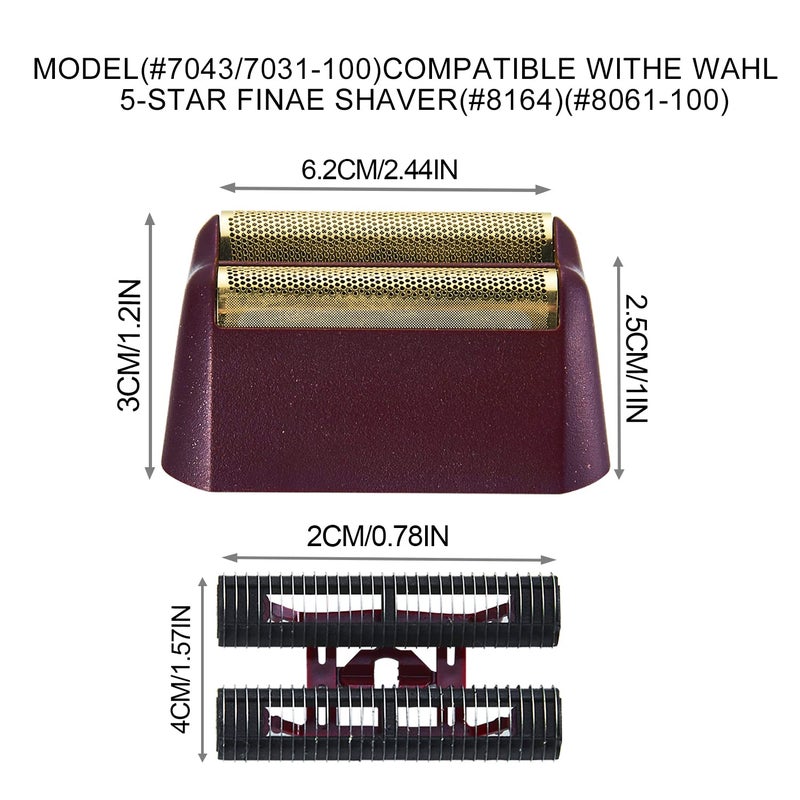 DODAER 2 Pack Professional 5 Star Series Finale Shaver Replacement Foil and Cutter Bar Assembly Compatible with wahl Shaver Foil 7031-100, 7043-100 Super Close Shaving Replacement Heads (red) - Image 5