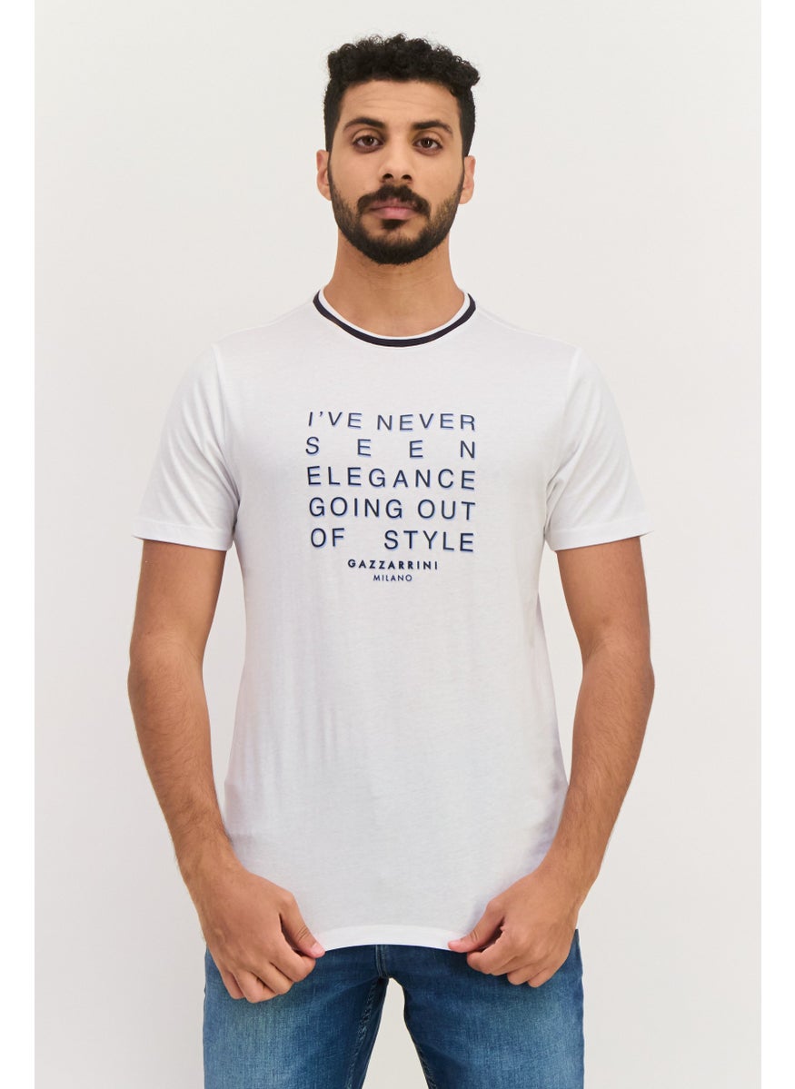 Gazzarrini Men Crew Neck Short Sleeves Graphic Print T-Shirt, White  - Image 1