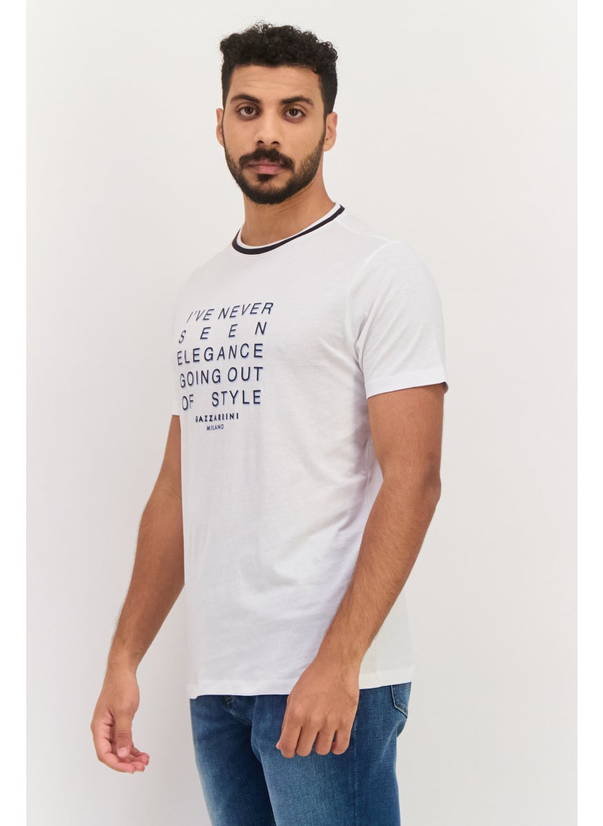 Gazzarrini Men Crew Neck Short Sleeves Graphic Print T-Shirt, White  - Image 3
