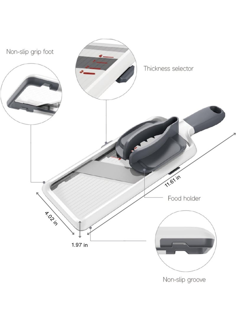 Multi Handheld Mandoline Slicer - Adjustable Stainless Steel Blade, Comfort Grip, Safety Features, Easy to Clean, Ideal for Speedy Slicing of Fruits and Vegetables - Image 2