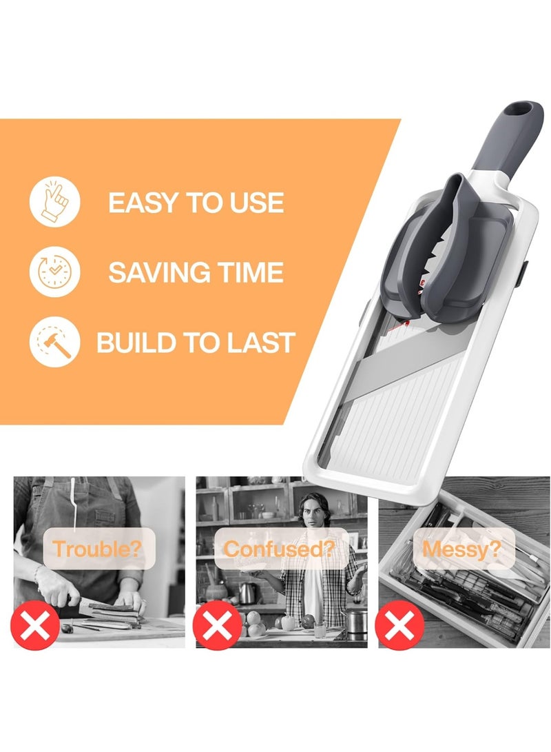 Multi Handheld Mandoline Slicer - Adjustable Stainless Steel Blade, Comfort Grip, Safety Features, Easy to Clean, Ideal for Speedy Slicing of Fruits and Vegetables - Image 5