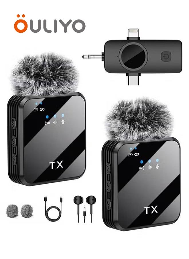 OULIYO Wireless Lavalier Microphone Douyin Live Broadcast Mobile Video Recording 2.4G Noise Reduction Mini Microphone Live Video Recording Vlog Interview Online Classroom  - Image 1