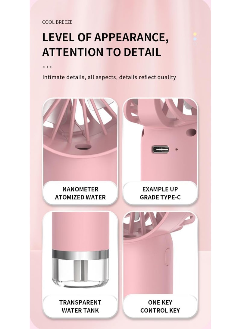 مروحة محمولة باليد لسطح المكتب، رذاذ، صغيرة، خفيفة الوزن (بينك )، عدد المنافذ: 1 - Image 4