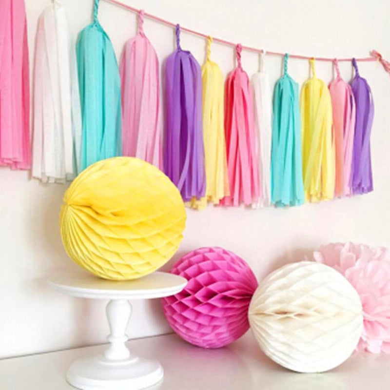 AIM & GGKK Navy Blue and Orange Tassel Garland Banner Tissue Paper Tassels for Party Suppiles Decorations,Wedding Decorations,Nursery Decor,Engagement,Football Party, DIY Kits(20PCS) - Image 4