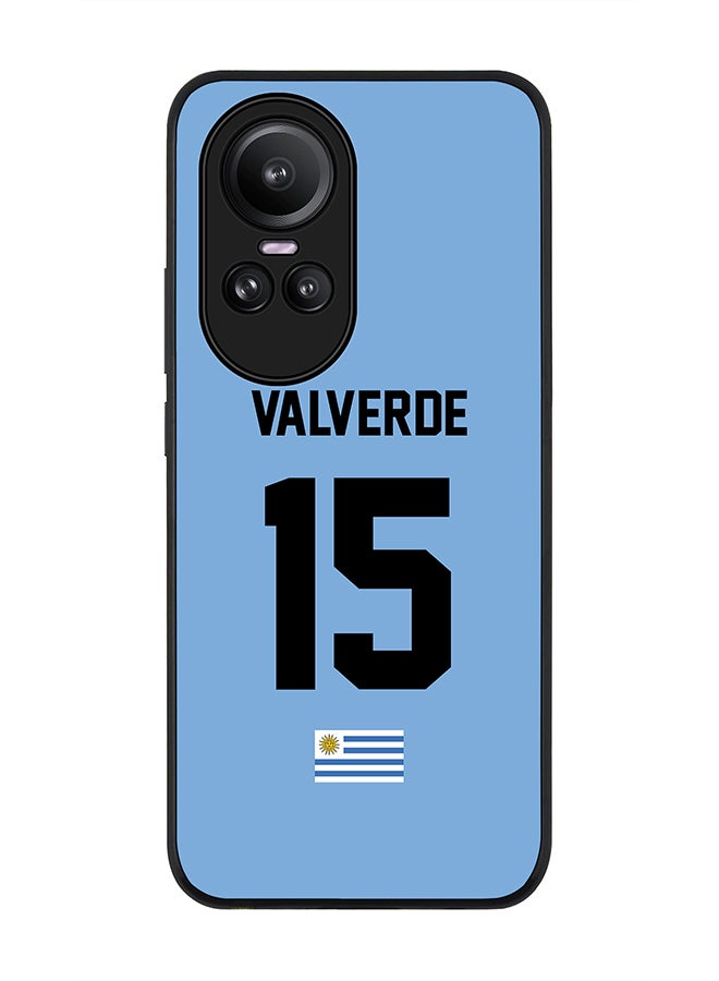 Stylizedd Rugged Black Edge case for Oppo Reno10 / Oppo Reno10 Pro, Custom Slim fit Thin Phone Case Cover - Football Team - Uruguay , Player Name - Valverde - Image 1