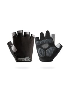 SYOSI Workout Gloves, Half Finger Road Cycling Gloves, Weight Lifting Gloves for Full Palm Protection Exercise Gloves, Fishing Gloves Breathable Cycling Gloves, Gym, Fitness, Anti-Slip, Snug Fit -Black (M)  - Image 1
