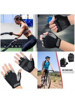 SYOSI Workout Gloves, Half Finger Road Cycling Gloves, Weight Lifting Gloves for Full Palm Protection Exercise Gloves, Fishing Gloves Breathable Cycling Gloves, Gym, Fitness, Anti-Slip, Snug Fit -Black (M)  - Image 5