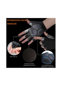 SYOSI Workout Gloves, Half Finger Road Cycling Gloves, Weight Lifting Gloves for Full Palm Protection Exercise Gloves, Fishing Gloves Breathable Cycling Gloves, Gym, Fitness, Anti-Slip, Snug Fit -Black (M)  - Image 3