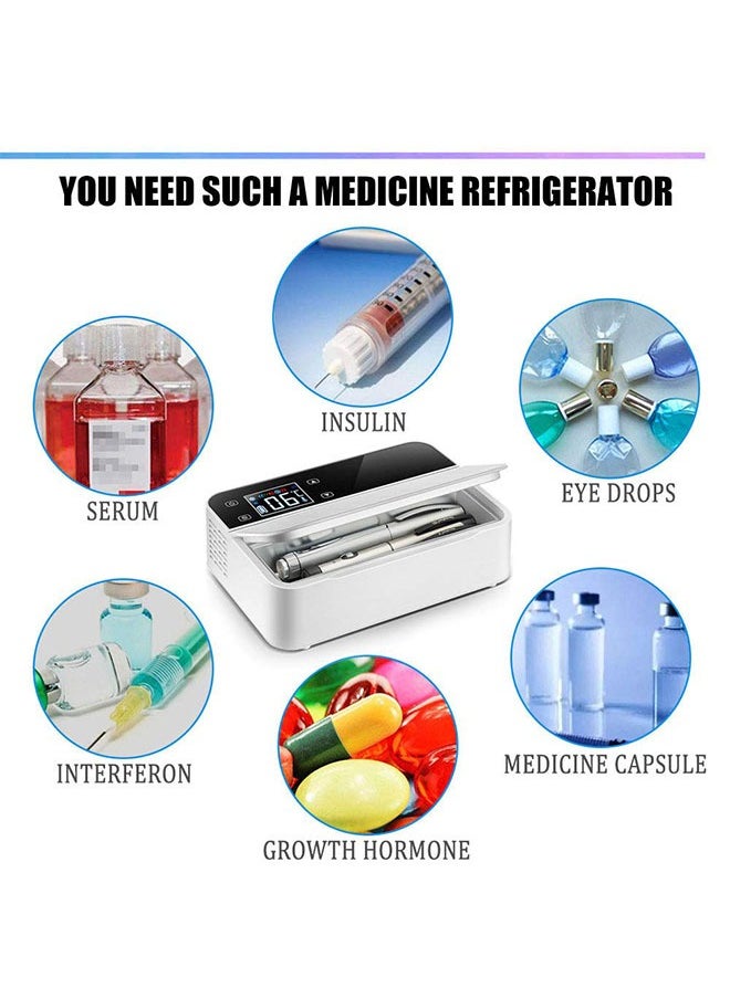 Insulin Refrigerated Refrigerator,Keeping the Temperature at 2-8 Degrees, Portable Medical Supplies Cooler, Suitable for Home/Office/Business Trips (Batteries Not Included)