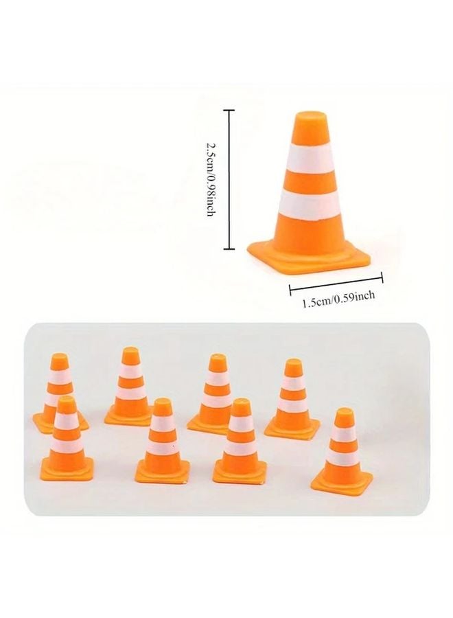 8Pcs Mini Traffic Cones Bright Orange White Stripes Durable ABS Plastic - Image 4