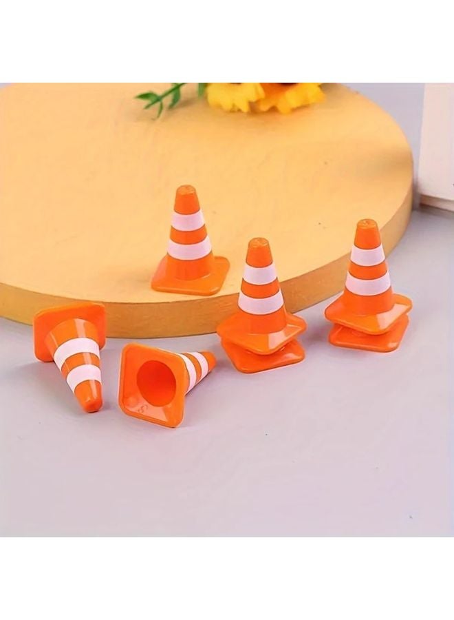 8Pcs Mini Traffic Cones Bright Orange White Stripes Durable ABS Plastic - Image 2