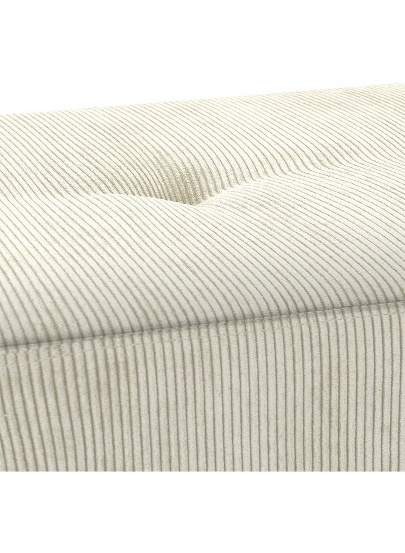 إي سمارت 100سم - مقعد عثماني بتصميم عصري مبطن من قماش مخملي مضلع - مقعد بنهاية السرير، مقعد تغيير الأحذية، مقعد لغرفة النوم والمعيشة ومدخل المنزل والردهة، أوف وايت - Image 4