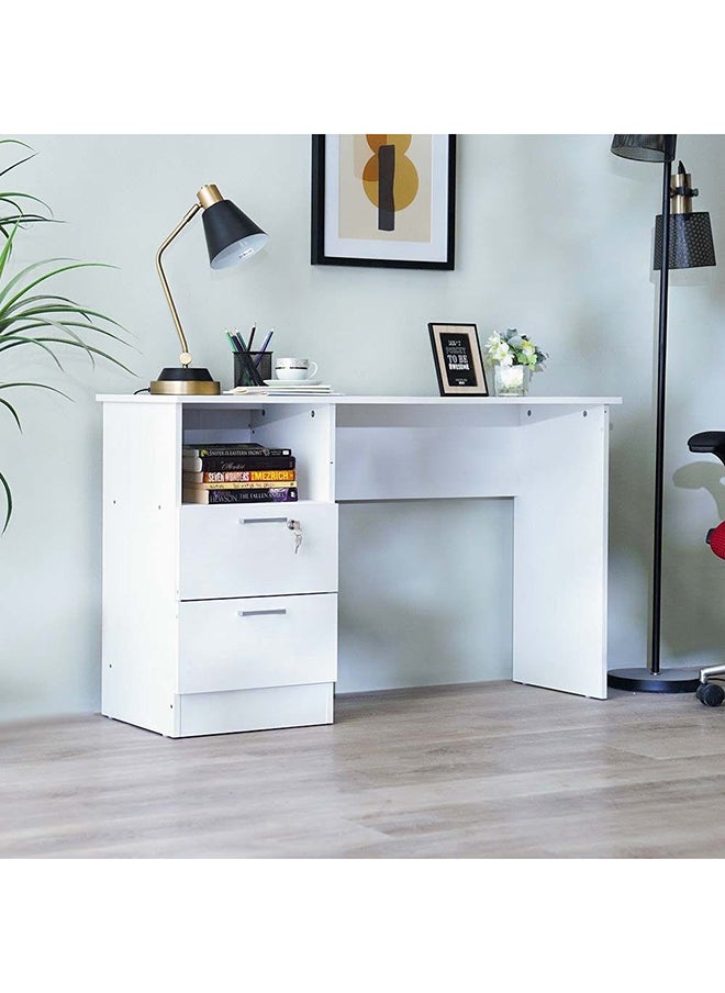 DANUBE HOME طاولة كمبيوتر جبل مع درجين وطاولة ألعاب كمبيوتر محمولة حديثة وطاولة دراسة خشبية للمكتب المنزلي طول 120 × عرض 40 × ارتفاع 73 سم، أبيض  - Image 2