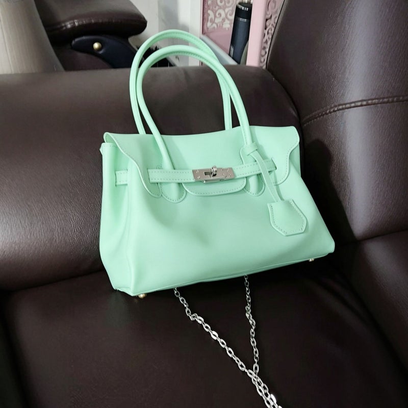Women's PVC Tote Bag with Lock Closure - Image 3