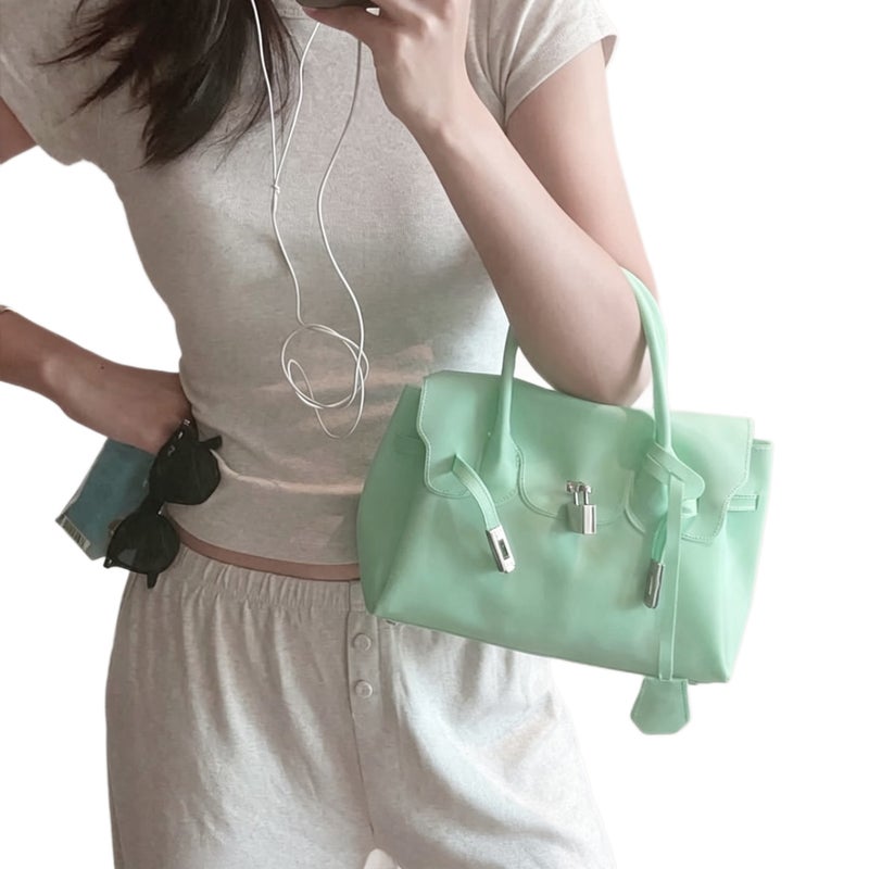 Women's PVC Tote Bag with Lock Closure - Image 5