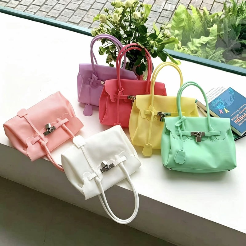 Women's PVC Tote Bag with Lock Closure - Image 2