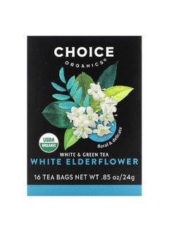 Choice Organic Teas Choice Organic Teas, White & Green Tea, White Elderflower, 16 Tea Bags, 0.85 oz (24 g)  - Image 1