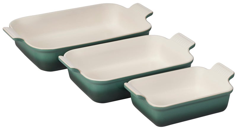 Le Creuset Le Creuset Stoneware Heritage Set 3 Rectangular Dishes Artichaut 