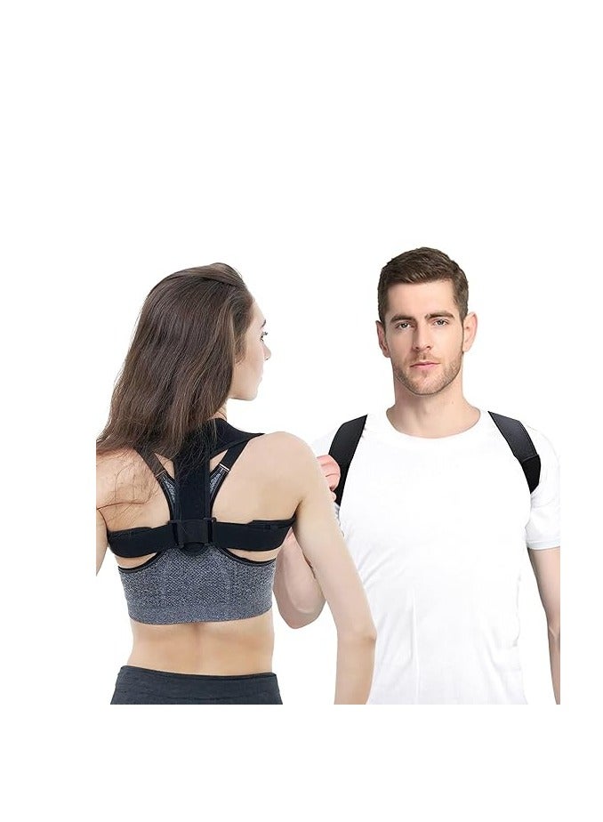 Posture Corrector for Women and Men, Adjustable Upper Back Brace, Breathable Back Support straightener, Providing Pain Relief from Lumbar, Neck, Shoulder, and Clavicle, Back (Black)