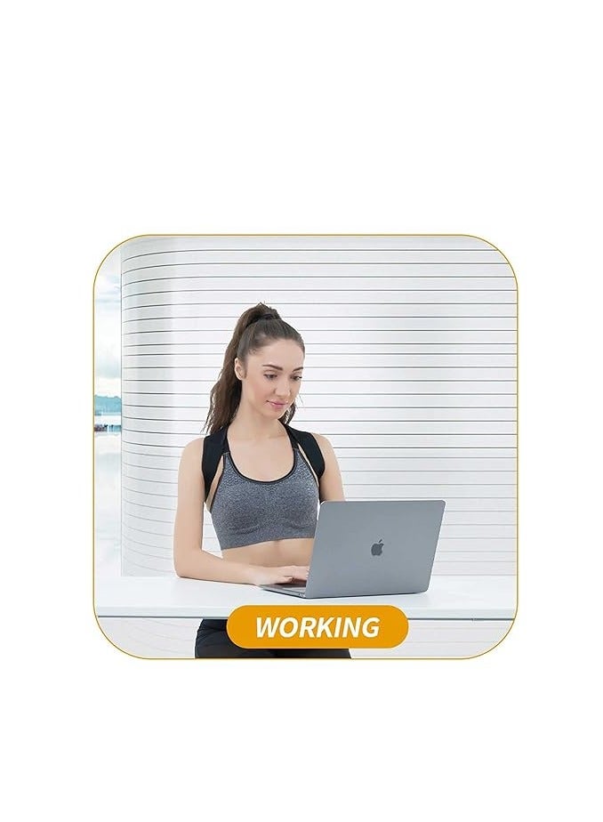 Posture Corrector for Women and Men, Adjustable Upper Back Brace, Breathable Back Support straightener, Providing Pain Relief from Lumbar, Neck, Shoulder, and Clavicle, Back (Black)
