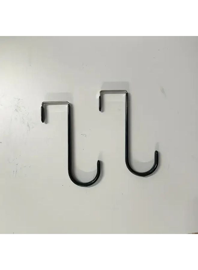 2pcs Black Over The Door Hooks For Hanging Clothes Towels Hats Coats And Bags - Image 1