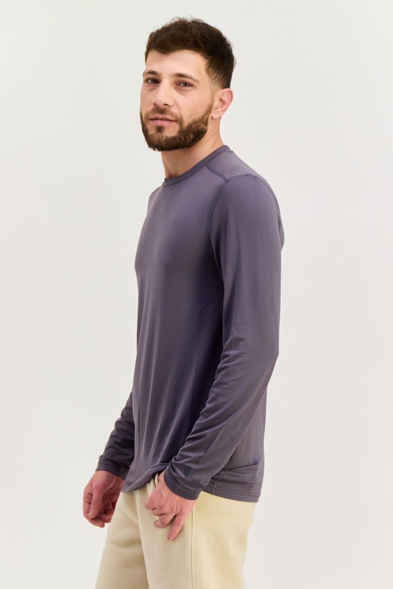 Champion تي شيرت تدريب طويل الأكمام للرجال، رياضي، رمادي - Image 3