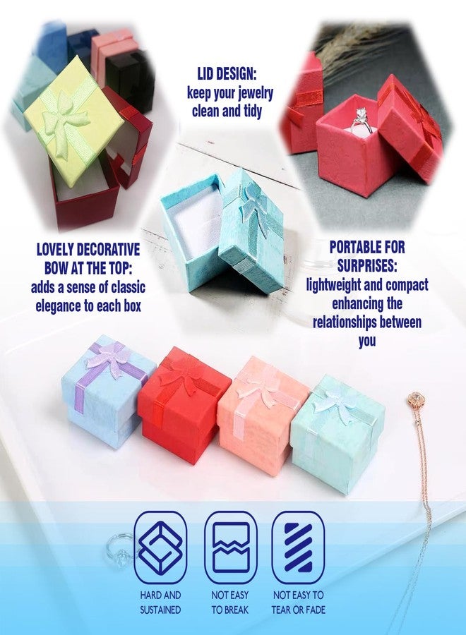 Waltool 40Pcs 1.57" x1.57" Empty Jewelry Gift Boxes with Lids for Rings and Earring, Cardboard Jewelry Boxes with Decorative Ribbon Knot for Anniversaries, Weddings, Birthdays-8 Colors - Image 5