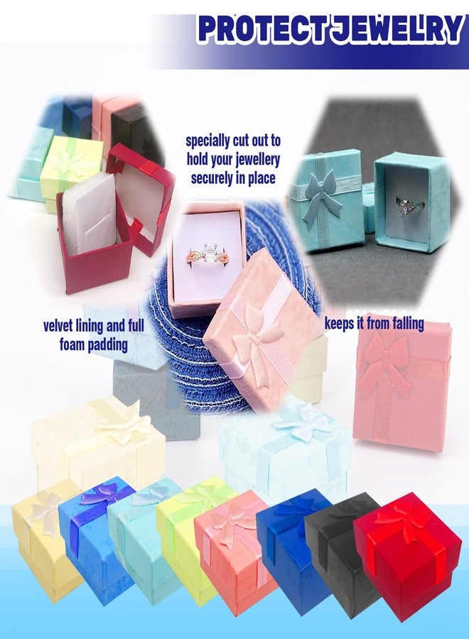 Waltool 40Pcs 1.57" x1.57" Empty Jewelry Gift Boxes with Lids for Rings and Earring, Cardboard Jewelry Boxes with Decorative Ribbon Knot for Anniversaries, Weddings, Birthdays-8 Colors - Image 4