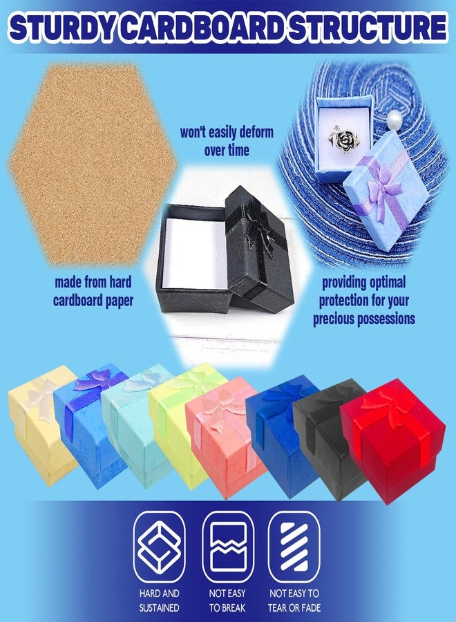 Waltool 40Pcs 1.57" x1.57" Empty Jewelry Gift Boxes with Lids for Rings and Earring, Cardboard Jewelry Boxes with Decorative Ribbon Knot for Anniversaries, Weddings, Birthdays-8 Colors - Image 3