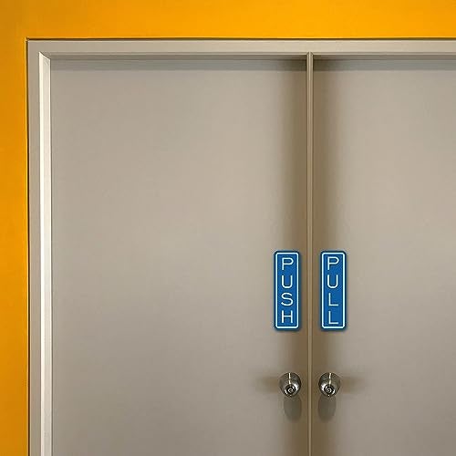 All Quality Classic Vertical Push Pull Door Signs - Great for Glass Doors | Professional Looking Signs | Easy Installation Includes Double-Sided Foam Adhesive Tape (Brushed Gold) - Medium (1 Pack) - Image 3
