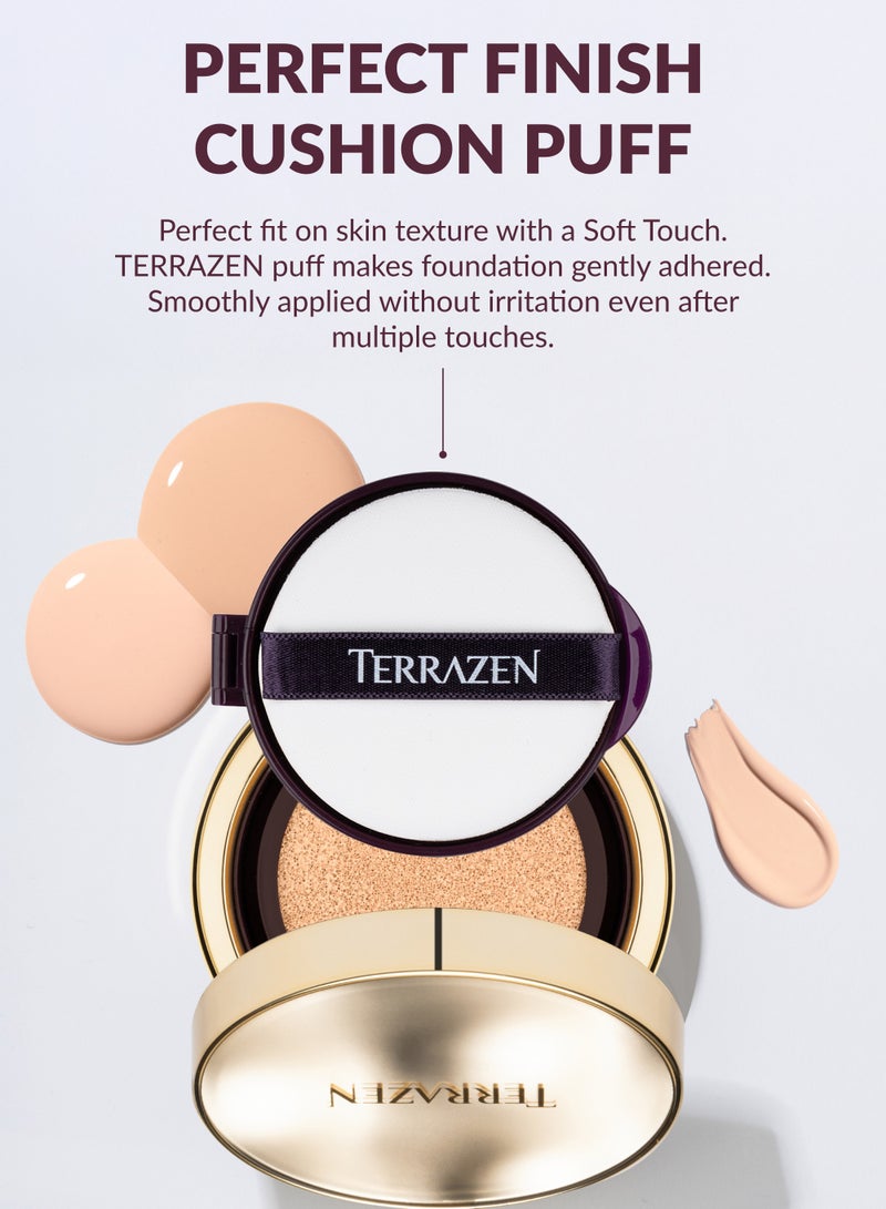 Terrazen Perfect Finish Cushion Foundation Anti Wrinkle Flawless Longwear Korean BB Cream SPF50+ - Glow Finish Natural Coverage, Moisturizing, Lightweight, Whitening (#23N, 0.15 g) - Image 3