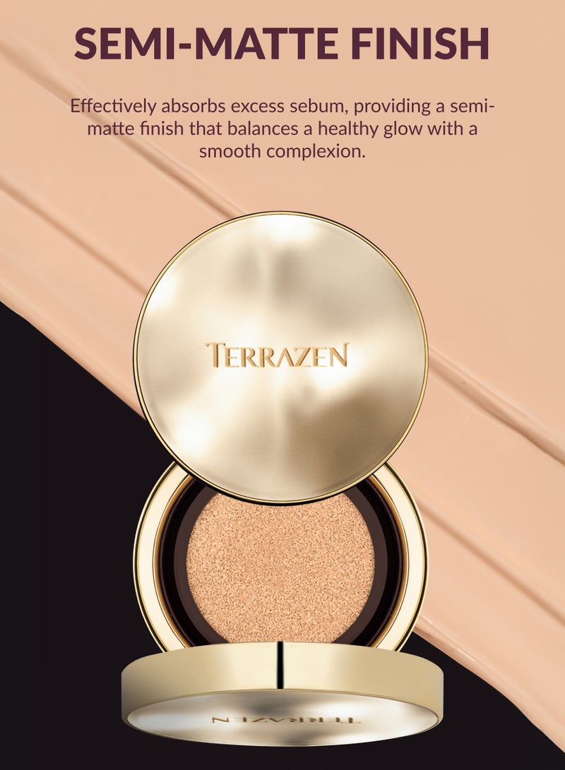 Terrazen Perfect Finish Cushion Foundation Anti Wrinkle Flawless Longwear Korean BB Cream SPF50+ - Glow Finish Natural Coverage, Moisturizing, Lightweight, Whitening (#23N, 0.15 g) - Image 5