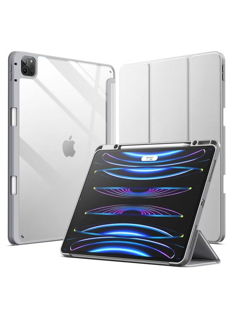 MIGOFAST Case for iPad Pro 12.9 Inch 2022 2021 2020 2018 with Pencil Holder Slim Stand Protective Cover with Clear Transparent Back Shell for iPad Pro 12.9 inch Tablet Support Auto Wake Sleep - Image 1