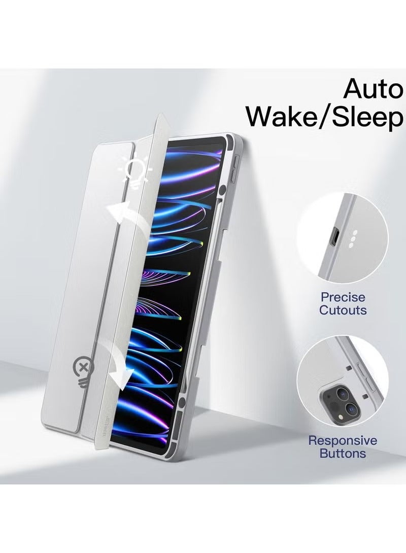 MIGOFAST Case for iPad Pro 12.9 Inch 2022 2021 2020 2018 with Pencil Holder Slim Stand Protective Cover with Clear Transparent Back Shell for iPad Pro 12.9 inch Tablet Support Auto Wake Sleep - Image 5