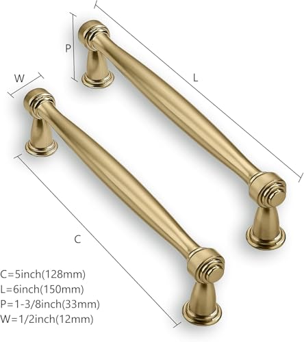 ZAUYX Solid HeavyDuty 20 Pack 5 Inch Hole Center Champagne Bronze Cabinet pulls Champagne Brass is Suitable for Kitchens cabinets vanities Bathroom cabinets - Image 3