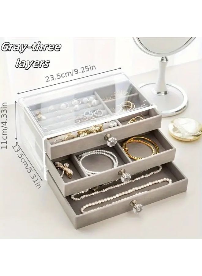 Pink Portable Jewelry Box with Soft Beige Lining Large Capacity Organizer for Earrings Rings Necklaces Bracelets - Image 3