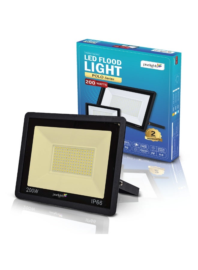 Pixelights 200W LED Flood Light, Warm- 3000K, IP65, 25000Hr Life, 2years Warranty, suitable for Garden, Playground, Garage, Factories, Parking Lot, Park, Playground etc. Part#PIXEL62200WW - Image 1