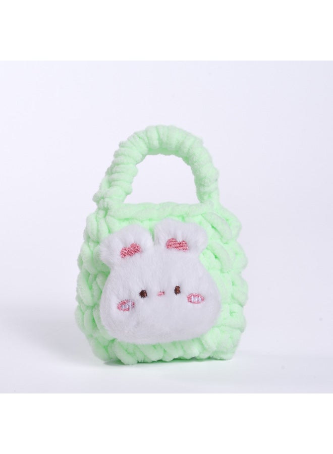 Pink Cute Cyber Red Bear Lion Wake Flower Plush Hand-woven Drop-resistant Headphone Bag Bluetooth Headphone Protective Cover Finished Product-Color:Blush Bunny Aqua Green  - Image 1