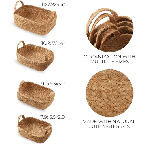KIBAGA Beautiful Storage Basket Set of 4 - Natural Jute Rope Baskets for Shelves Are Perfect for Organizing Your Home - Quality Storage Bins Easily Fit With Any Nursery or Bedroom Decor - Image 5