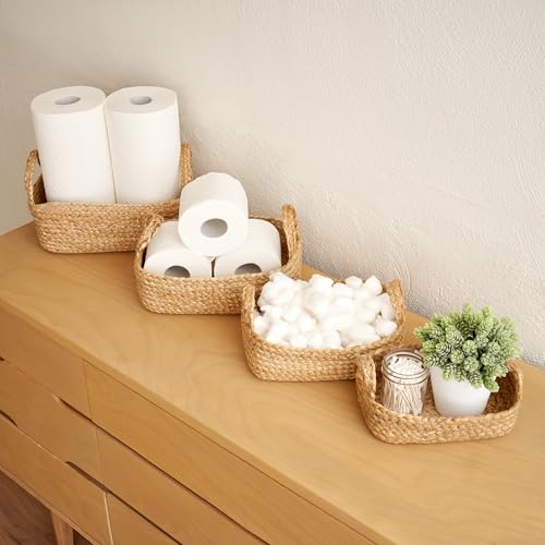 KIBAGA Beautiful Storage Basket Set of 4 - Natural Jute Rope Baskets for Shelves Are Perfect for Organizing Your Home - Quality Storage Bins Easily Fit With Any Nursery or Bedroom Decor - Image 2