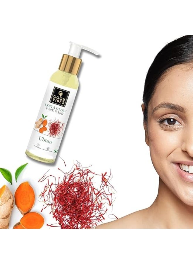 Good Vibes Ubtan Insta Glow Face Wash, 120 ml | Brightening, Soothing, Moisturizing Face Cleanser For All Skin Types | With Turmeric, Saffron, Vitamin B3 | No Parabens, Sulphates & Mineral Oil - Image 3