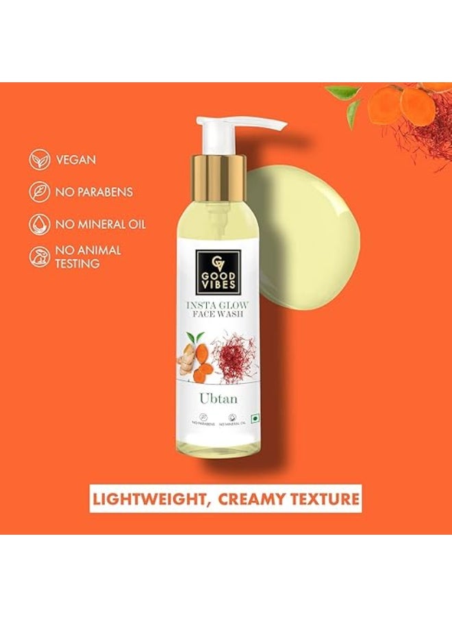 Good Vibes Ubtan Insta Glow Face Wash, 120 ml | Brightening, Soothing, Moisturizing Face Cleanser For All Skin Types | With Turmeric, Saffron, Vitamin B3 | No Parabens, Sulphates & Mineral Oil - Image 2