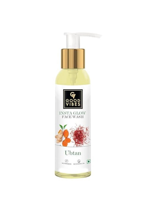 Good Vibes Ubtan Insta Glow Face Wash, 120 ml | Brightening, Soothing, Moisturizing Face Cleanser For All Skin Types | With Turmeric, Saffron, Vitamin B3 | No Parabens, Sulphates & Mineral Oil - Image 1