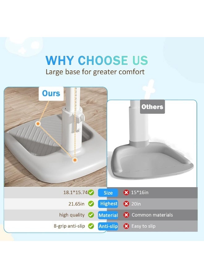 دعم منصة حفلة الطفل ، حامل حمام قابل للتعديل بقاعدة مضادة للانزلاق ، مساعدة في الاستحمام ، برج دعم استحمام ذكي بتدفق مياه متصل ، دعم استحمام على شكل بطة لطيفة للأطفال والرضع (رمادي فاتح) - Image 4